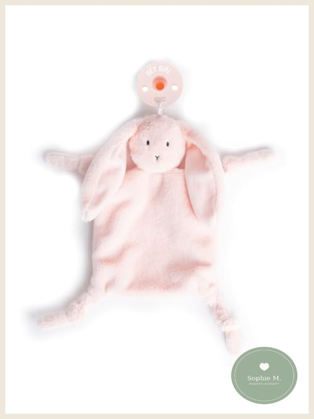 Bunny Plush Pacifier Holder Lovey Elastic Loop Faux Fur Baby Shower Gift